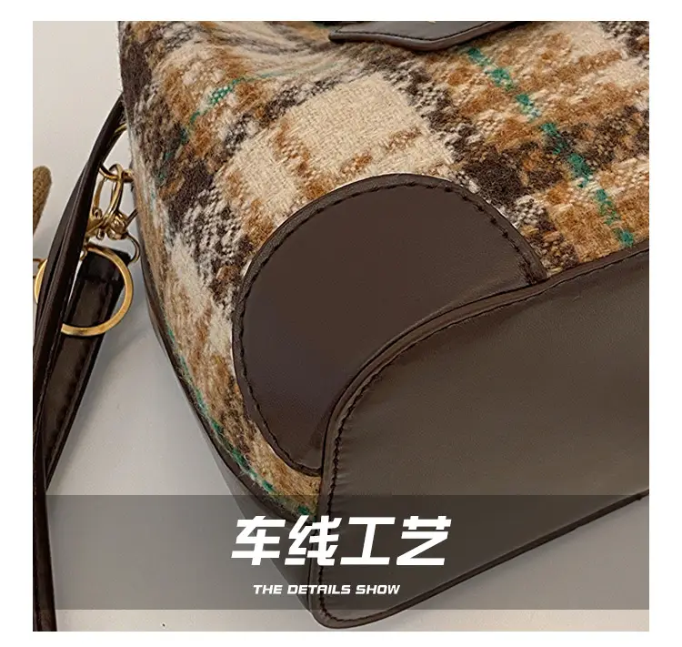 Plaid Woolen Crossbody Bag for Women Winter 2023 — feature 5