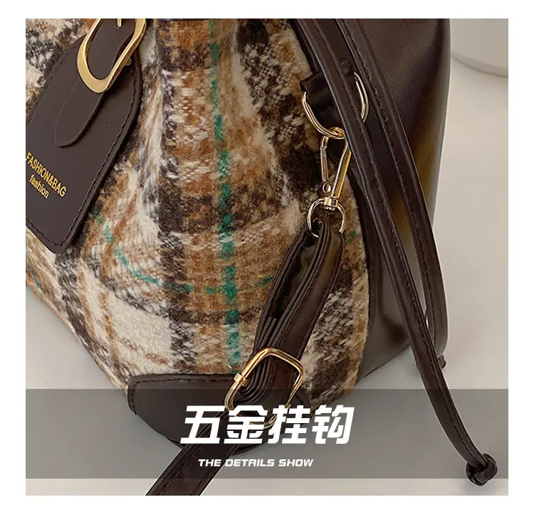 Plaid Woolen Crossbody Bag for Women Winter 2023 — feature 6