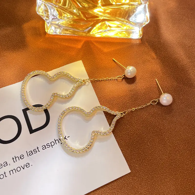 Freshwater Pearl Earrings 18k Gold Personalized Gold Gourd Earrings