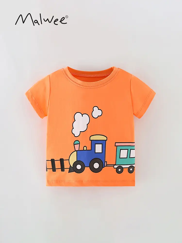 Orange Printed T-Shirt for Boys Summer Casual Wear - Image 3