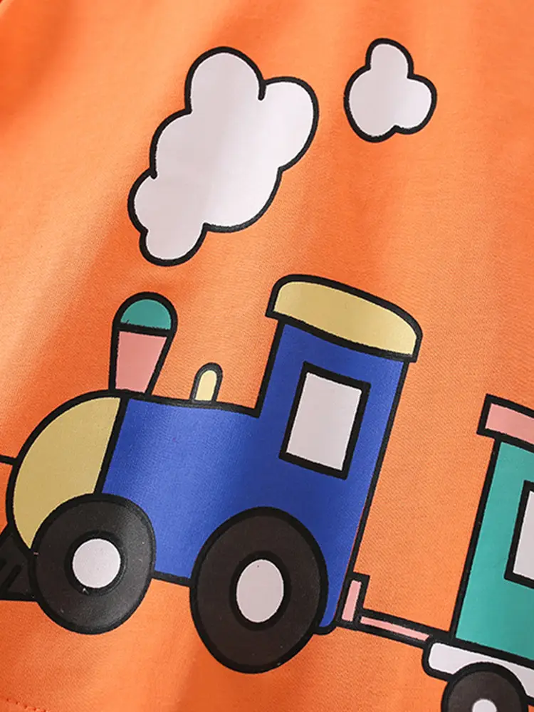 Orange Printed T-Shirt for Boys Summer Casual Wear - Image 5