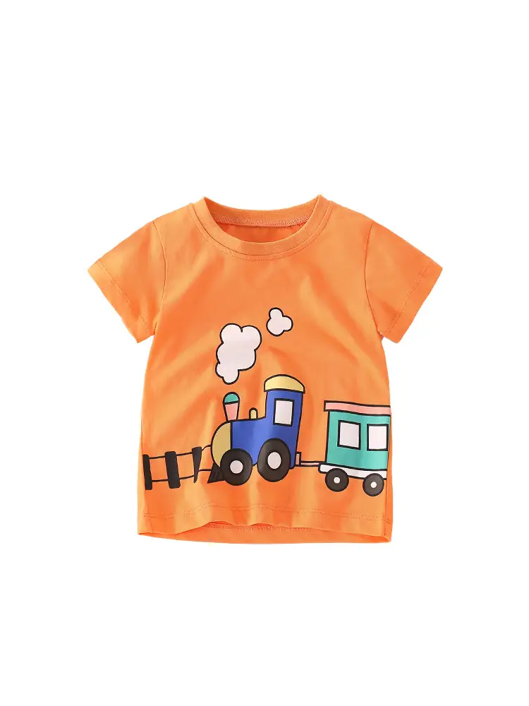 Orange Printed T-Shirt for Boys Summer Casual Wear - Image 7