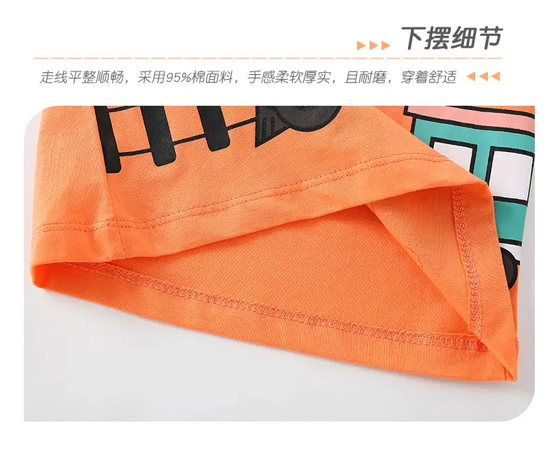Orange Printed T-Shirt for Boys Summer Casual Wear — feature 11