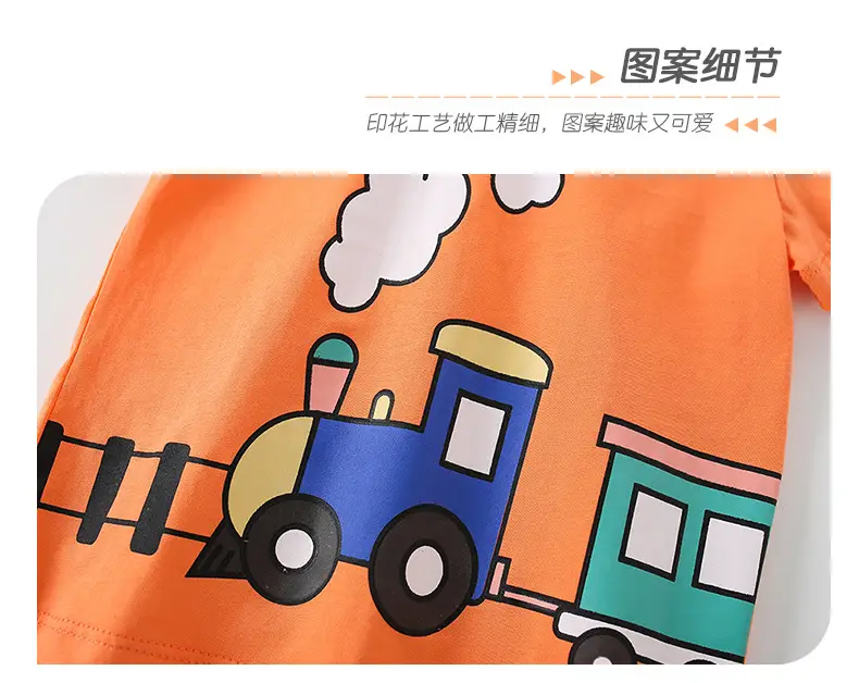 Orange Printed T-Shirt for Boys Summer Casual Wear — feature 9
