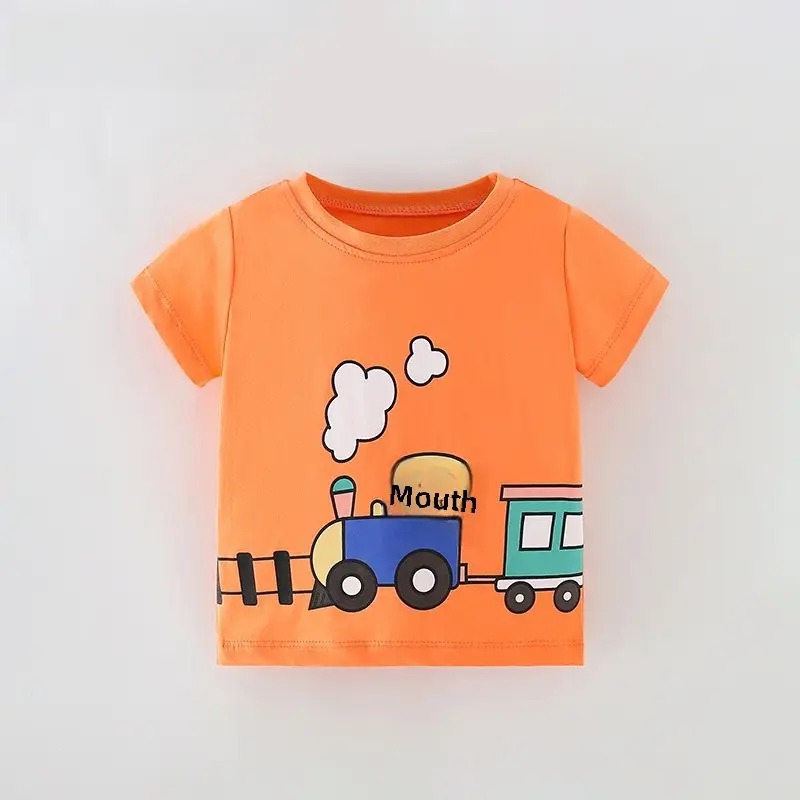 Orange Printed T-Shirt for Boys Summer Casual Wear - Image 2