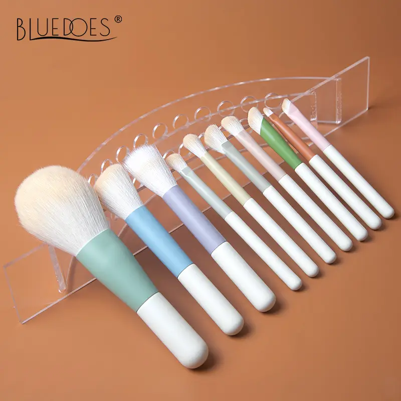 10-Piece Makeup Brush Set with Soft Beads & Colorful Handles