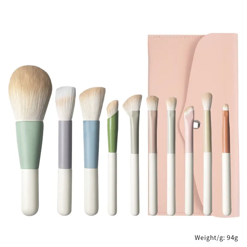 10-Piece Makeup Brush Set with Soft Beads & Colorful Handles