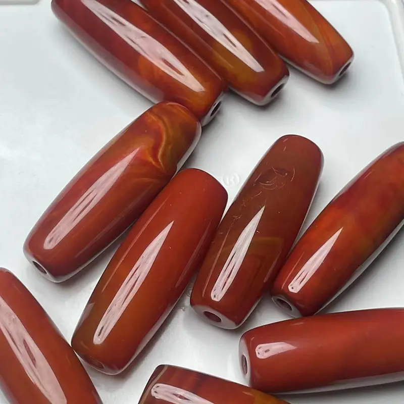 Warring States Red Agate Jewelry 15x40mm Handmade - Image 3