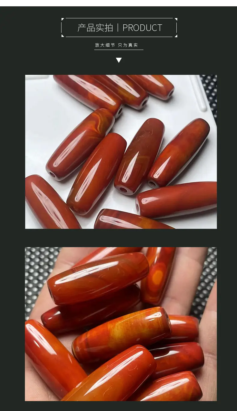 Warring States Red Agate Jewelry 15x40mm Handmade — feature 7