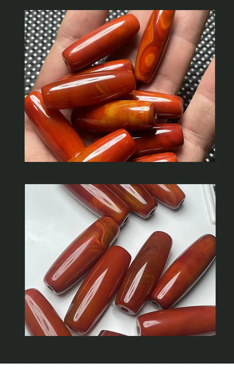 Warring States Red Agate Jewelry 15x40mm Handmade — feature 8