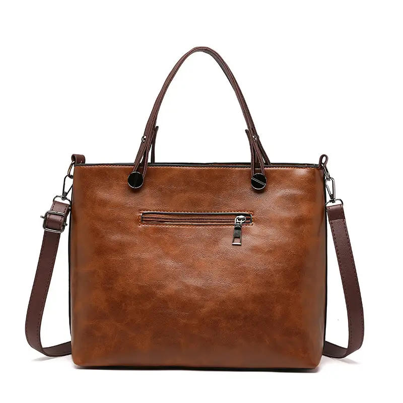 Brown Leather Shoulder Bag with Crossbody Strap - Image 5