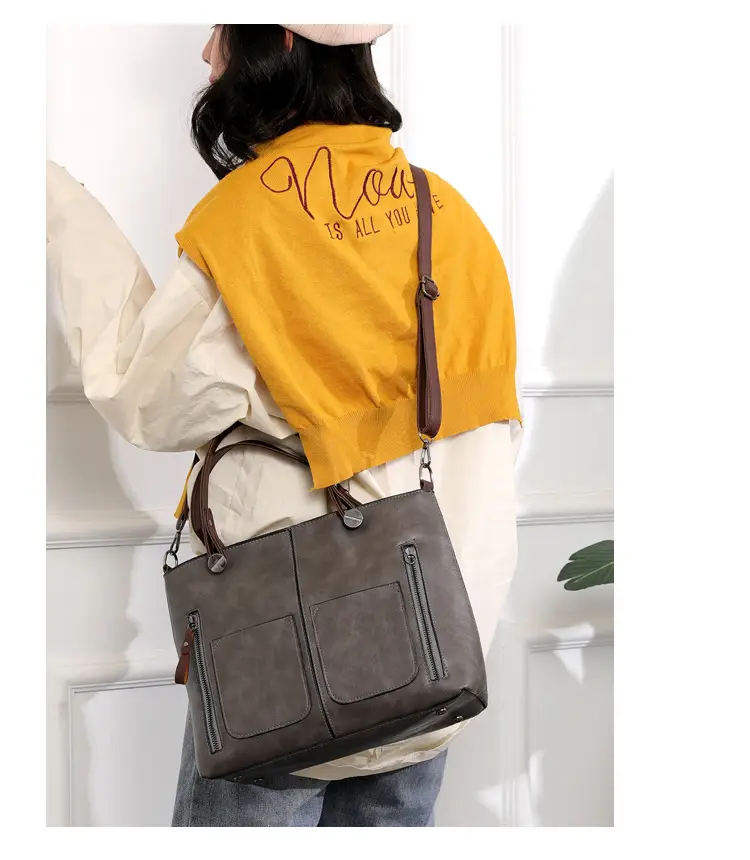 Brown Leather Shoulder Bag with Crossbody Strap — feature 12