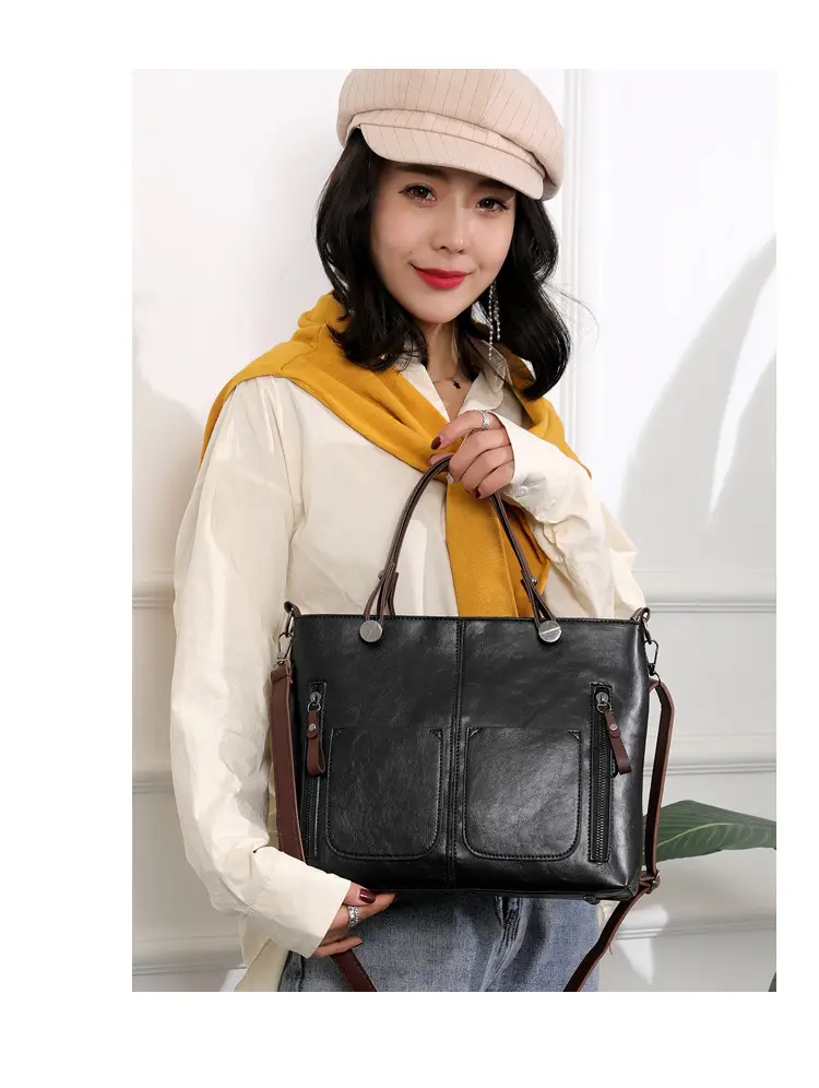 Brown Leather Shoulder Bag with Crossbody Strap — feature 16
