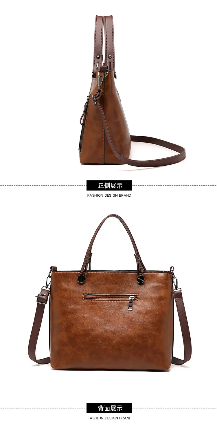 Brown Leather Shoulder Bag with Crossbody Strap — feature 23