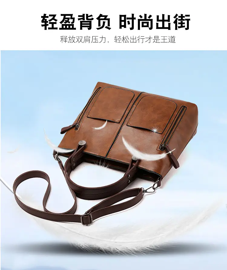 Brown Leather Shoulder Bag with Crossbody Strap — feature 4