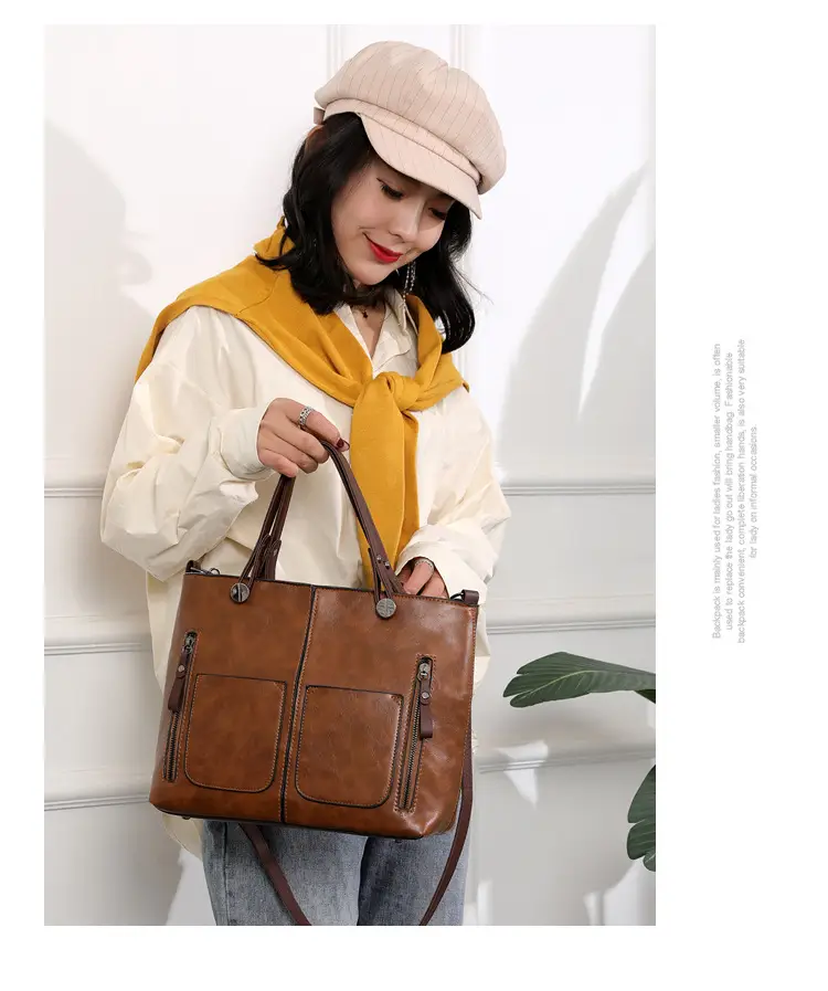 Brown Leather Shoulder Bag with Crossbody Strap — feature 9