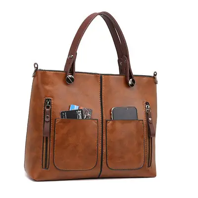 Brown Leather Shoulder Bag with Crossbody Strap - Image 3