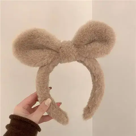 Plush Rabbit Ears Face Wash Headband for Women