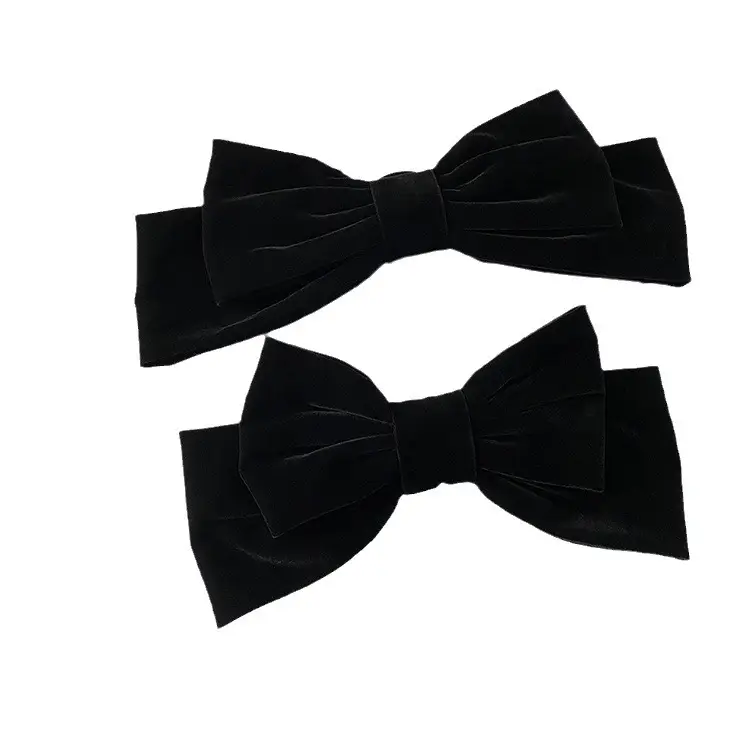 Autumn Winter Black Velvet Bow Hairpin Women - Image 8