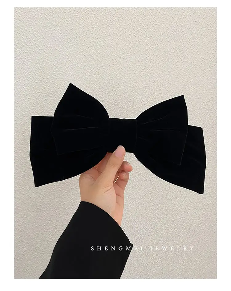 Autumn Winter Black Velvet Bow Hairpin Women — feature 5