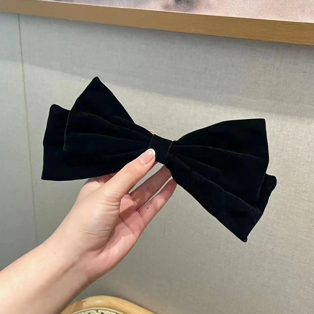 Autumn Winter Black Velvet Bow Hairpin Women - Image 2