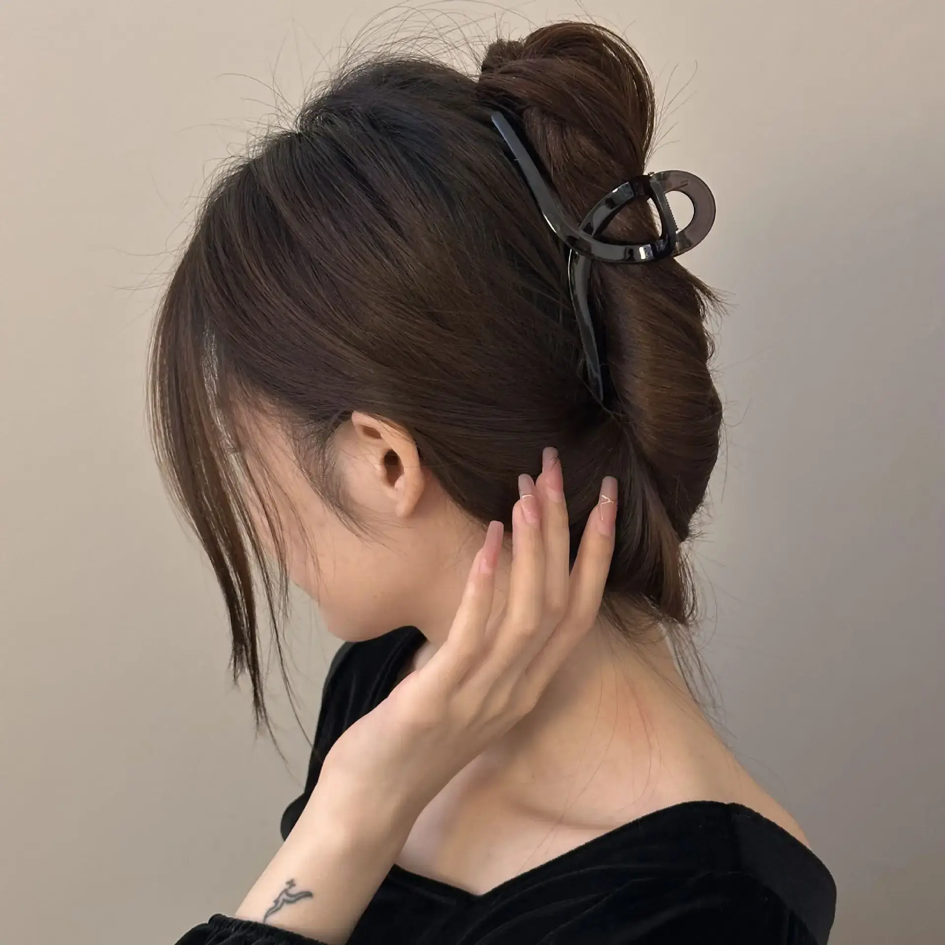 Black Tea Coffee Hair Grip Clip Half Tied