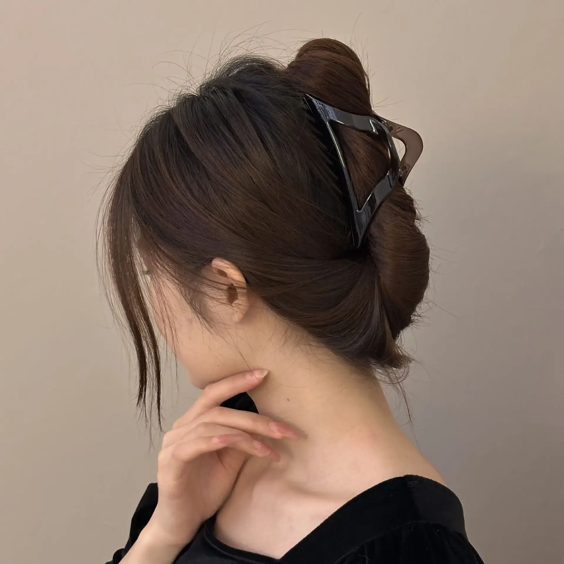 Black Tea Coffee Hair Grip Clip Half Tied