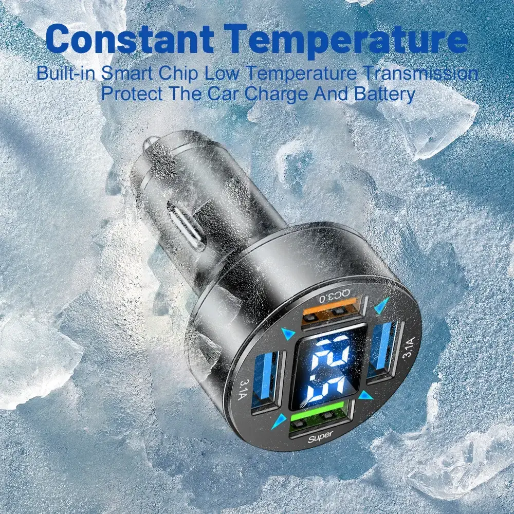 Digital Display 4USB Car Charger 66W Fast Charge — feature 11
