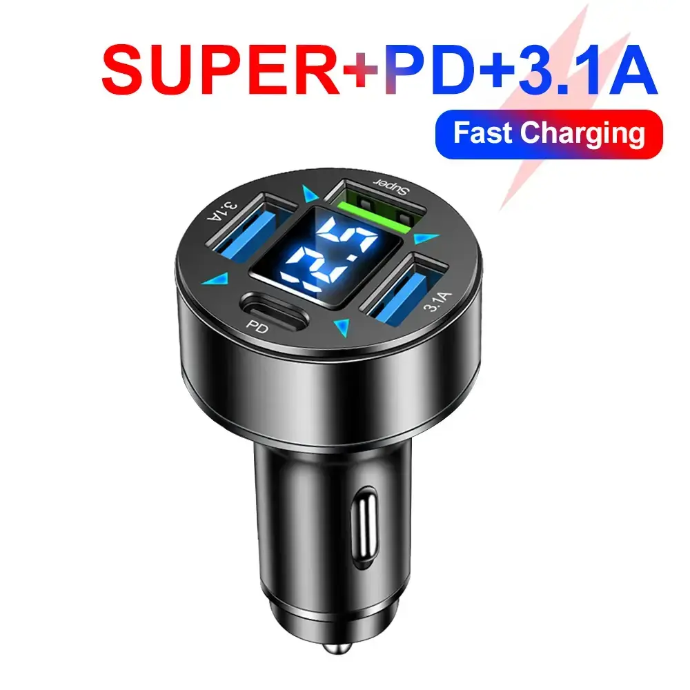 Digital Display 4USB Car Charger 66W Fast Charge — feature 14