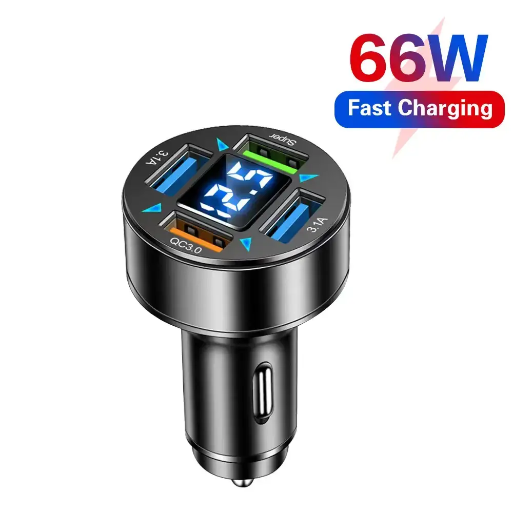 Digital Display 4USB Car Charger 66W Fast Charge — feature 15