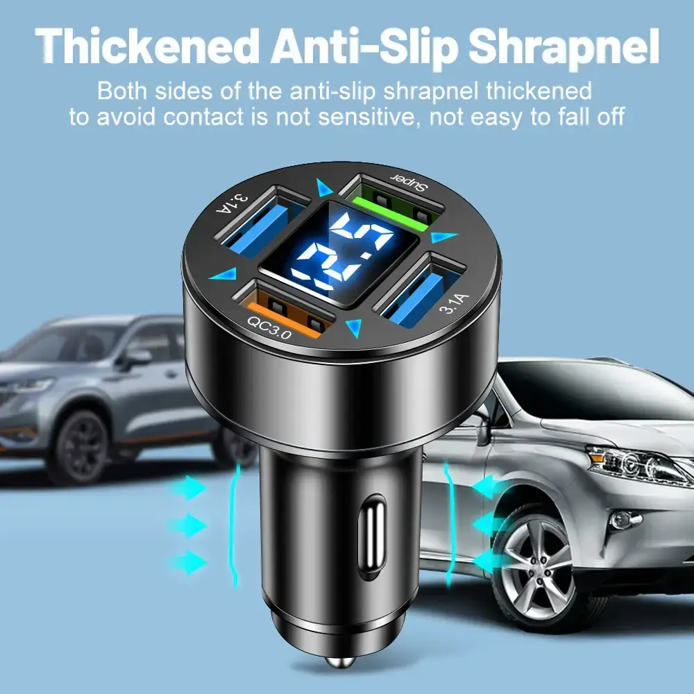 Digital Display 4USB Car Charger 66W Fast Charge — feature 2