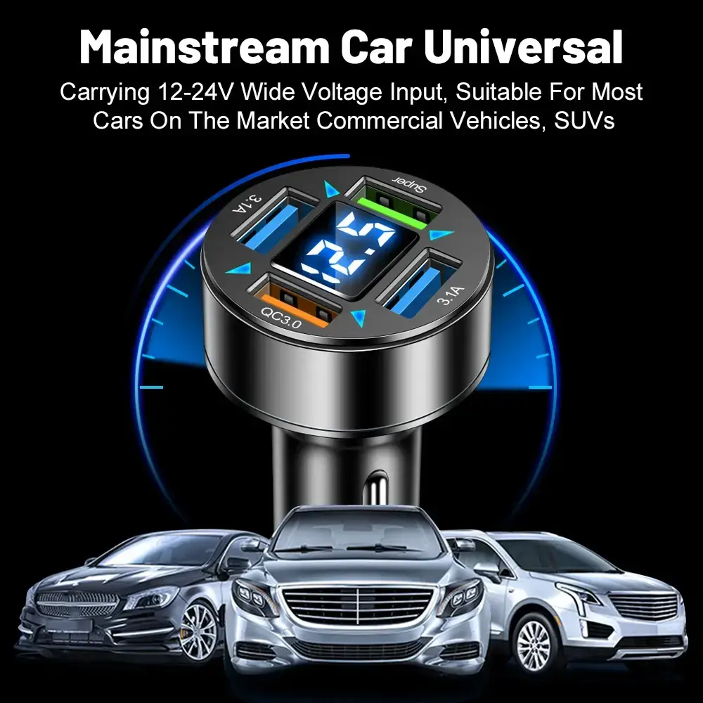 Digital Display 4USB Car Charger 66W Fast Charge — feature 4