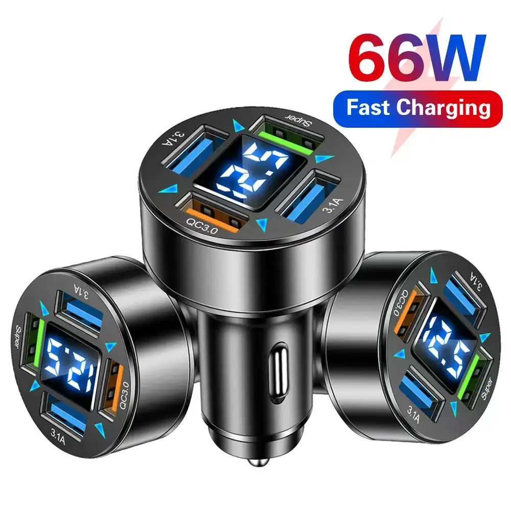 Digital Display 4USB Car Charger 66W Fast Charge — feature 6
