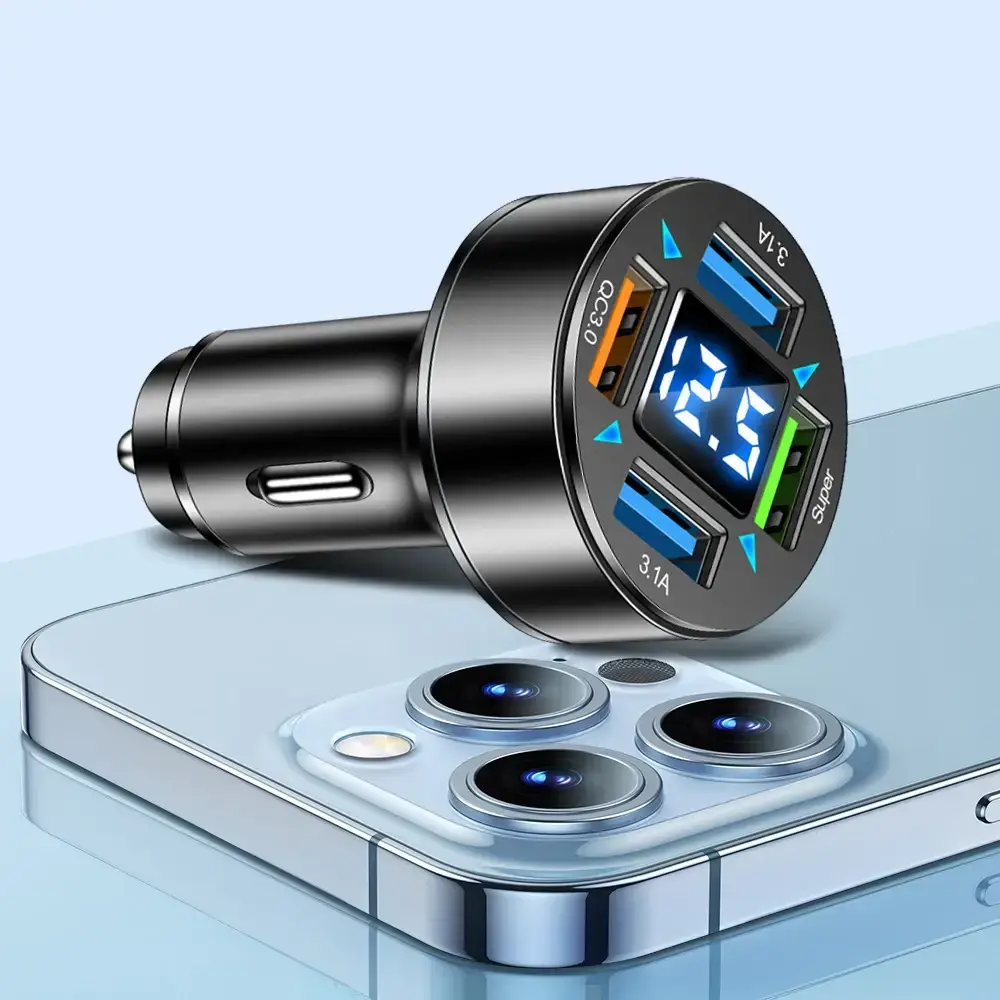 Digital Display 4USB Car Charger 66W Fast Charge — feature 7