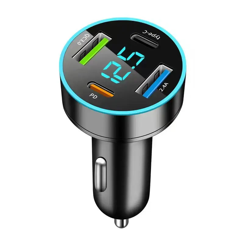Digital Display 4USB Car Charger 66W Fast Charge - Image 25