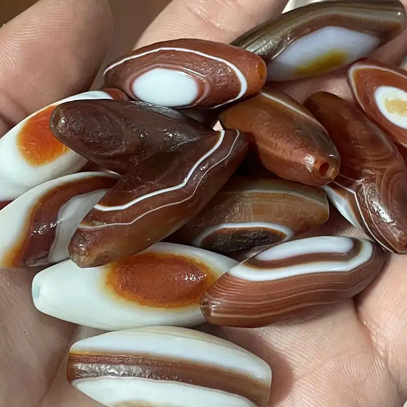 Wholesale Brown Silk Agate Sky Eye Dzi Beads 15x30mm - Image 4