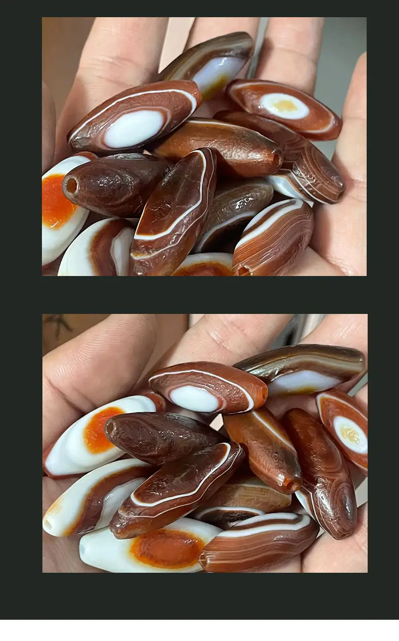 Wholesale Brown Silk Agate Sky Eye Dzi Beads 15x30mm — feature 8