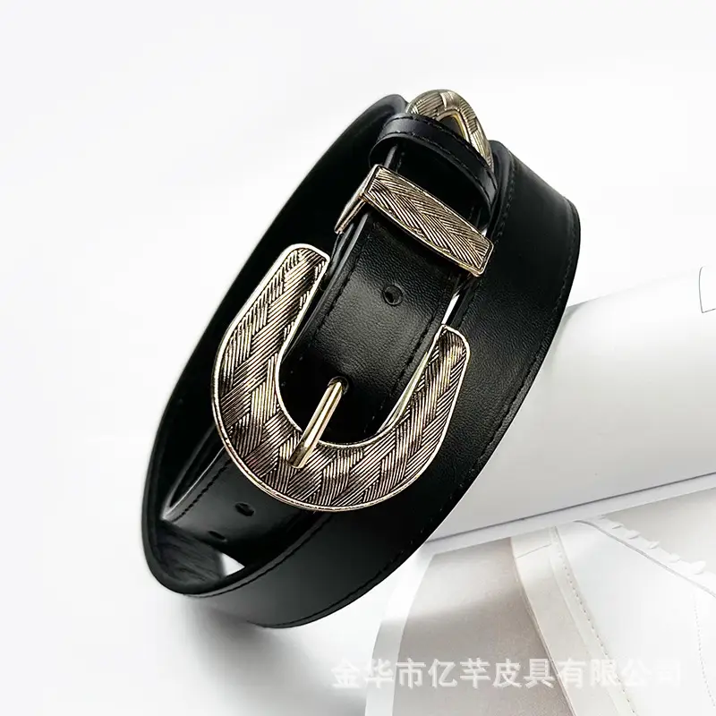 Women's Black Belt with Turtleneck Jeans Set — feature 5