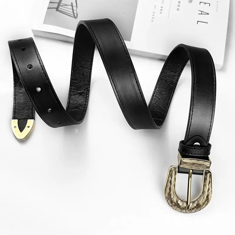 Women's Black Belt with Turtleneck Jeans Set — feature 7