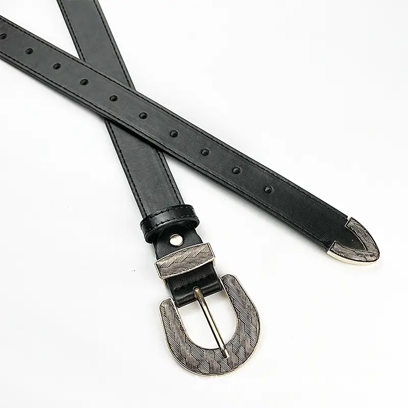 Women's Black Belt with Turtleneck Jeans Set — feature 8