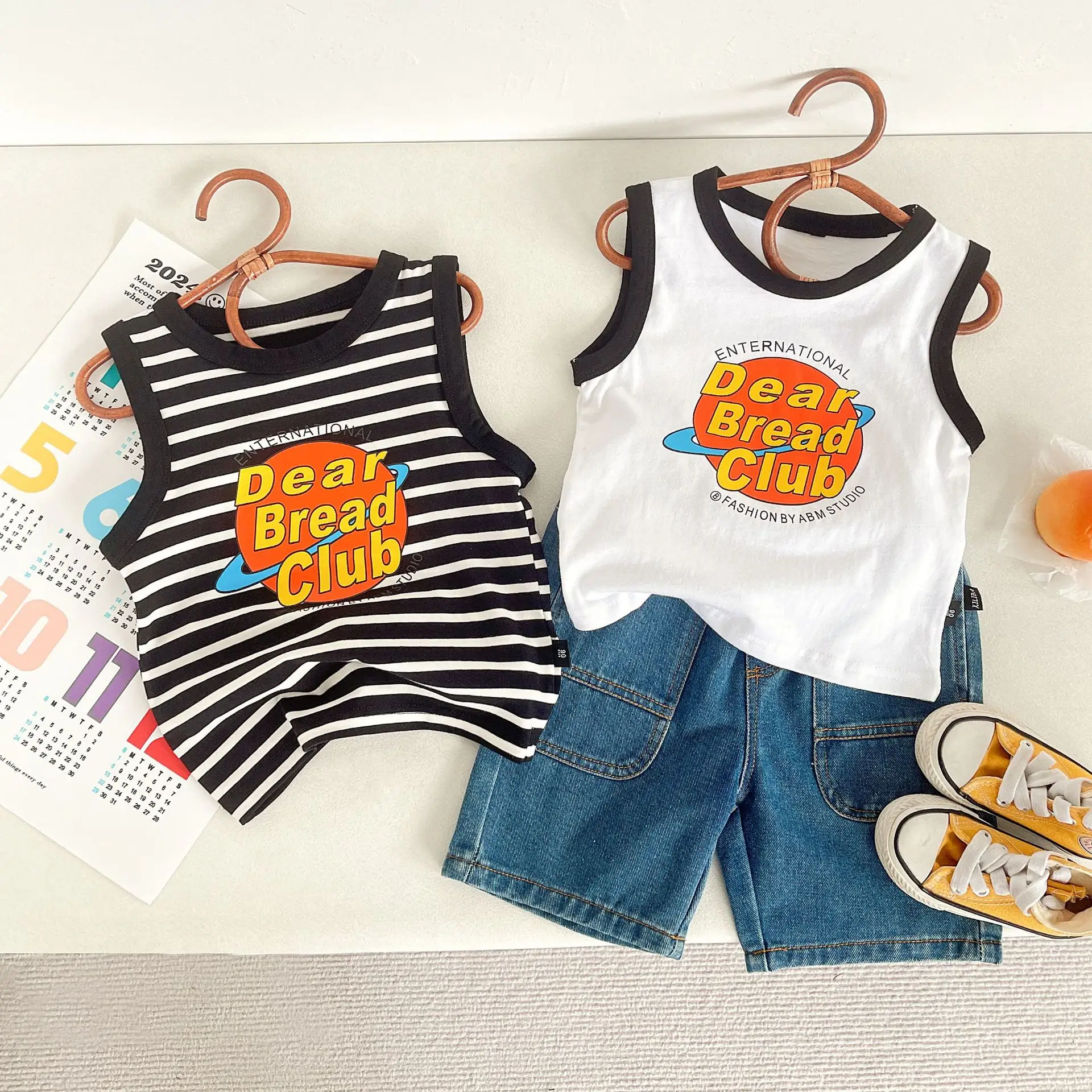 Children's Striped Summer Vest Set for Boys 2024