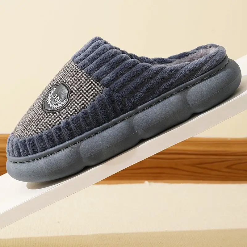 Extra Large Size 2026 Thick Cotton Slippers with a Stepping-On-Feces Sensation for Men and Women, Winter Thick-Soled Indoor Warm Plush Slippers for Home Use