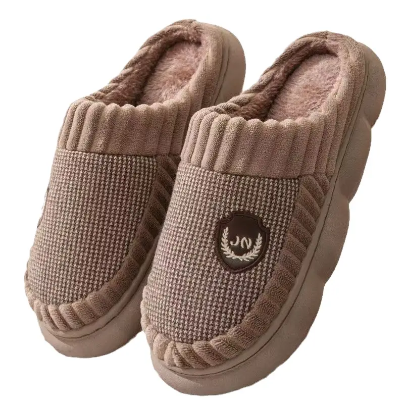 Extra Large Size 2026 Thick Cotton Slippers with a Stepping-On-Feces Sensation for Men and Women, Winter Thick-Soled Indoor Warm Plush Slippers for Home Use