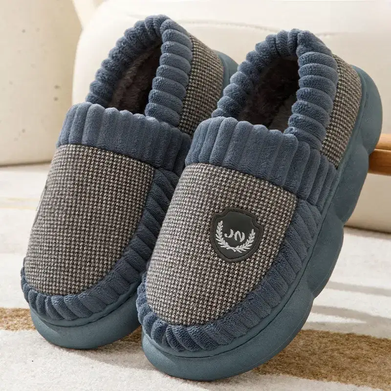 Extra Large Size 2026 Thick Cotton Slippers with a Stepping-On-Feces Sensation for Men and Women, Winter Thick-Soled Indoor Warm Plush Slippers for Home Use