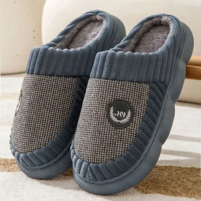 Extra Large Size 2026 Thick Cotton Slippers with a Stepping-On-Feces Sensation for Men and Women, Winter Thick-Soled Indoor Warm Plush Slippers for Home Use