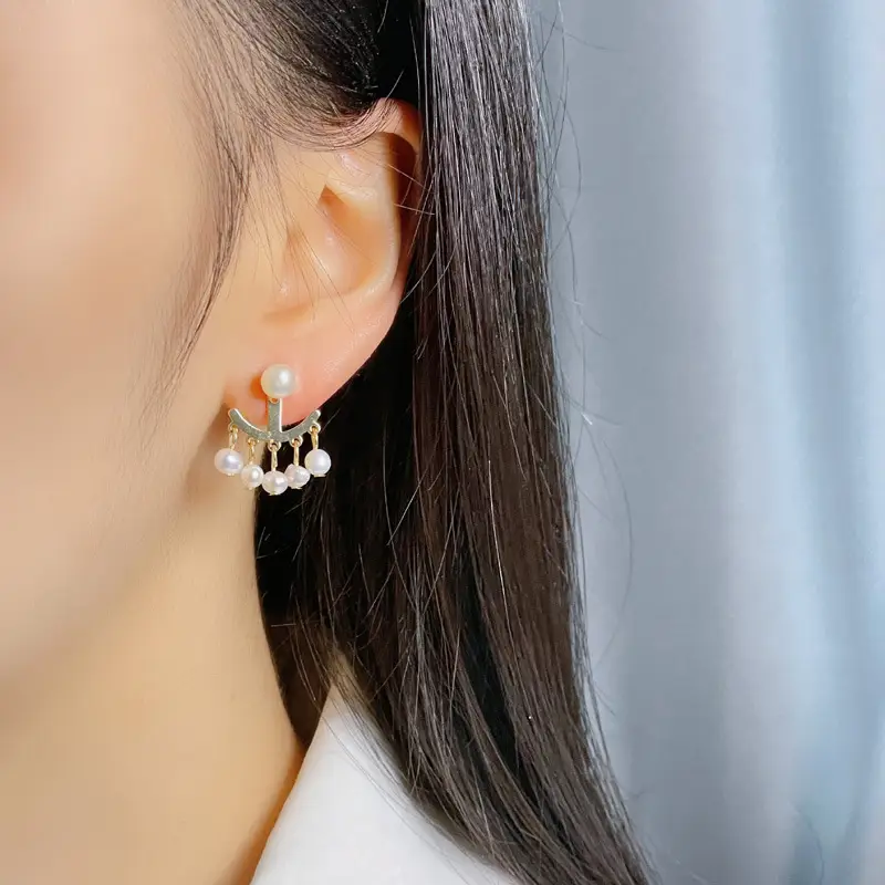 Freshwater Pearl Earrings 18k Gold Personalized - Image 5