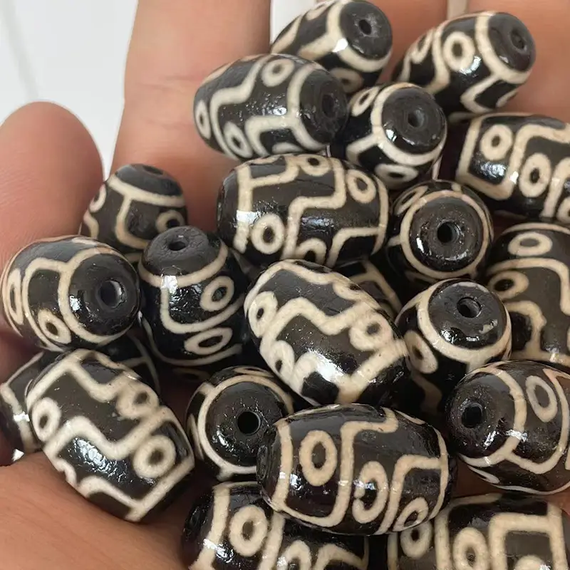 Wholesale Natural Agate Beads Black White 15x22mm - Image 2