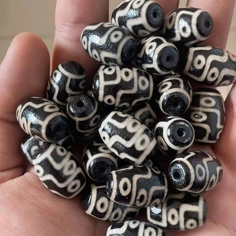 Wholesale Natural Agate Beads Black White 15x22mm - Image 4
