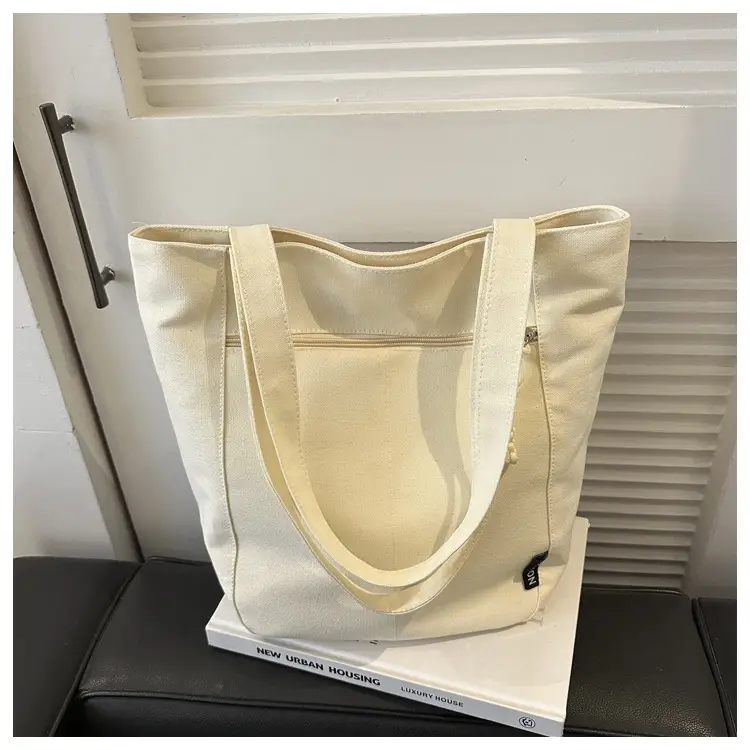 Canvas College Student Shoulder Bag Tan Large Capacity — feature 20
