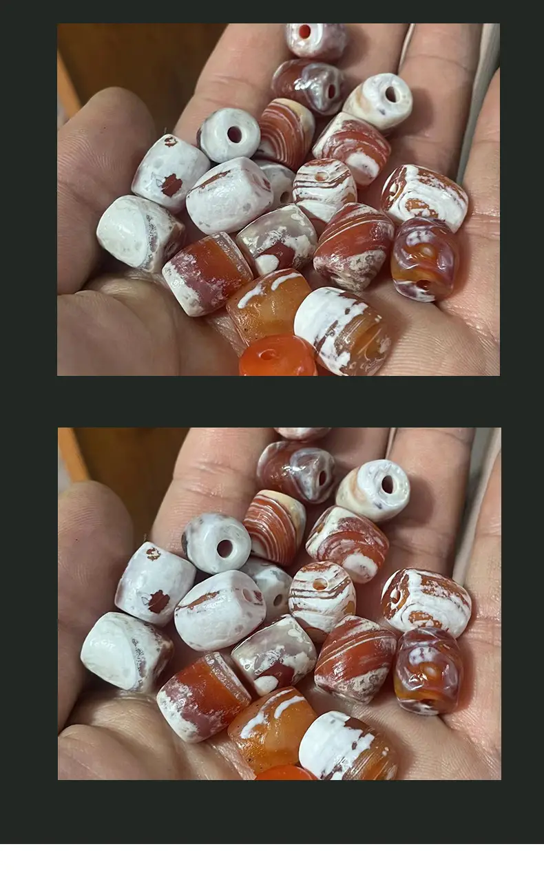 Handmade Red & Milky White Agate 13x15mm Loose Beads — feature 8